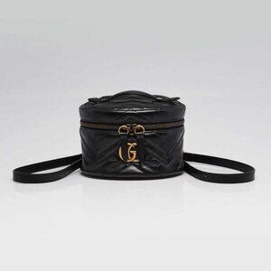 Gucci Black Quilted Leather Marmont Mini Round Backpack Bag